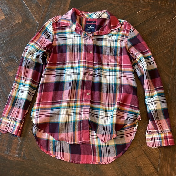 American Eagle Outfitters Tops - American Eagle Outfitters Ahh-amazingly Soft Flannel S pink plaid